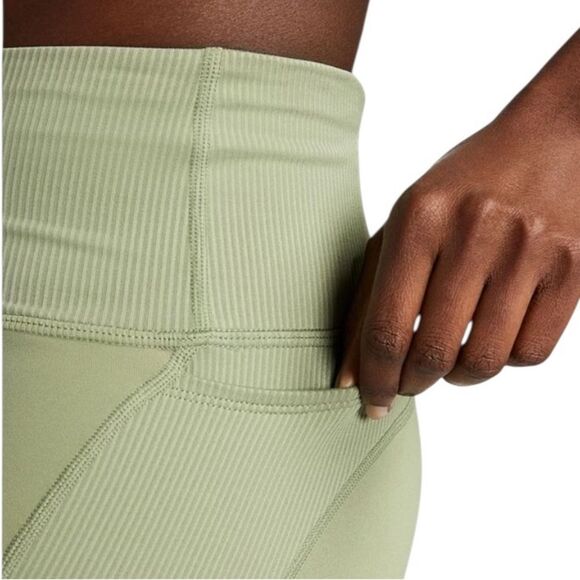 Nike Shorts Bike 7” Running Pocket Ribbed Panel Dri Fit Athletic Pistachio M - Picture 3 of 15